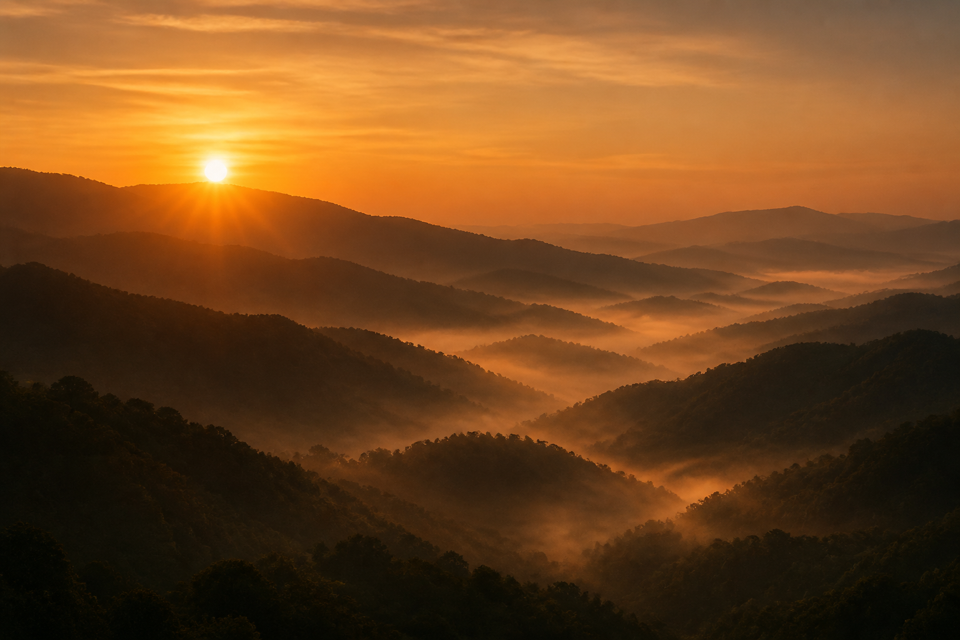 Sunrise over a quiet landscape